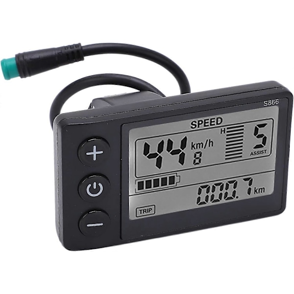 LCD Display Meter S866 Display Meter Kontrollpanel med Vanntett Plugg Elektrisk Sykkel LCD-skjerm