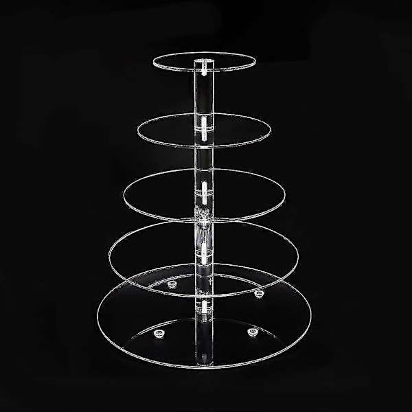 Akryl Kakefat 5-trinns Display Tower Tree For Stable Serveringsbrett For Fest Bryllup Kake Dessert Klar Rund