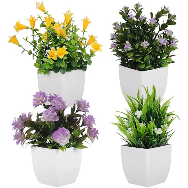 4 stk. falske potteplanter, kunstig plante, realistiske planter, falske potteplanter, estetiske falske planter