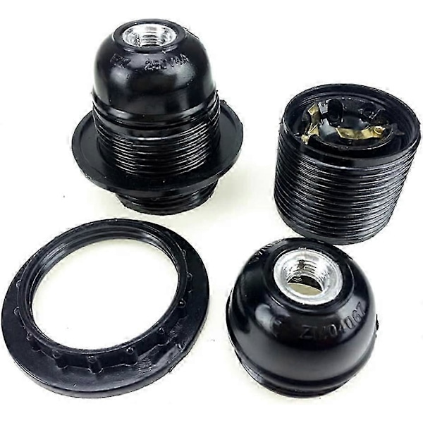 Svart E27 Skruv, E27 Lamphållare, 4st E27 Sockel, E27 Sockel Glödlampa, Solid Lampa, Svart Adapter Sockel