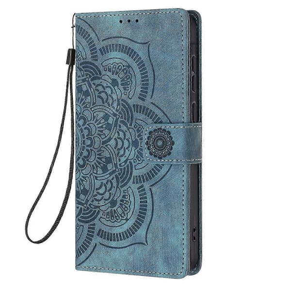 Frostat läderfodral för Mandala Emed Retro-telefon Blue For Samsung Galaxy S20 FE