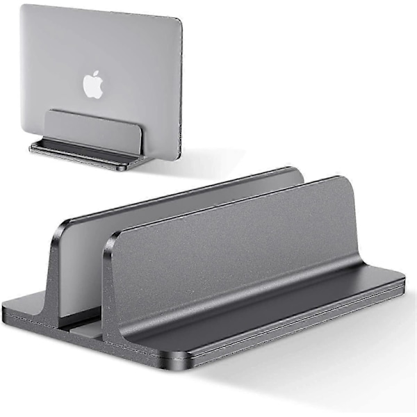 Vertikalt Laptopställ, Justerbart Laptopställ i Aluminium för MacBook Pro/Air, iPad, Surface, HP, Lenovo - Grå