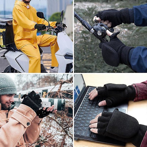 Vinterhandsker til kvinder, fingerløse termiske handsker til cykling, ridehandsker, motorcykelhandsker til mænd