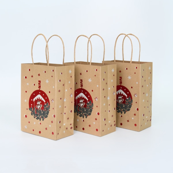 #10 Christmas Kraft Gift Bags with Assorted Christmas Prints for Kraft#