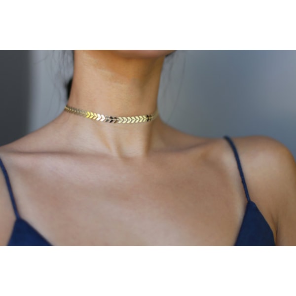 #2 stk Trendy Delikat Chevron Choker Halskæde - Guld Kæde - Bohemian Smykker til Kvinder og Piger#