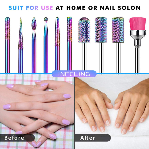 10 stycken nagelfräsbits i volframstål (silver), Professionell