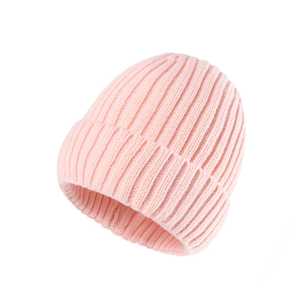 Pink ulden strikket hue til voksne - varm hue