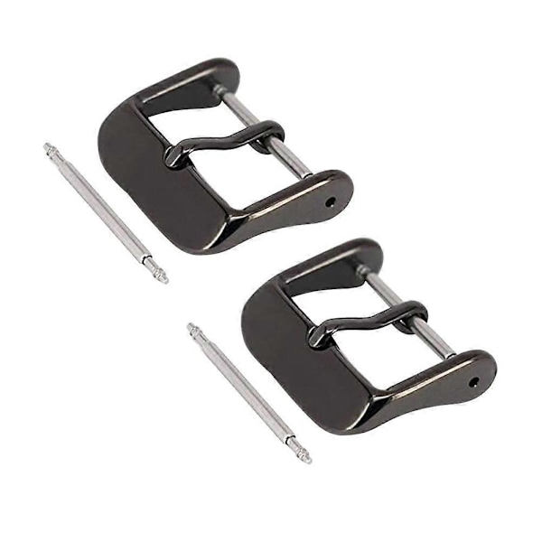 4 stk. 18mm Klokkelås Rustfritt Stål Klokkebåndspenne (2 stk. Klokkebåndspenne + 2 stk. Klokkeverktøy, Svart)