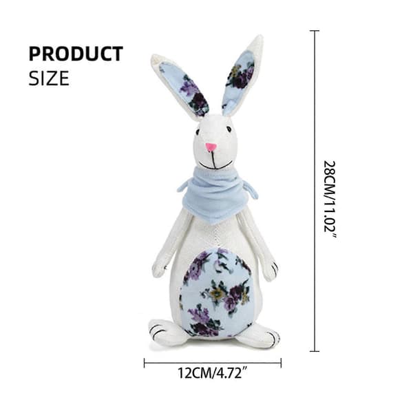Cute Easter Stuffed Bunny for Doll with Scarf Floral Pattern Cloth Dolls Toy Gift