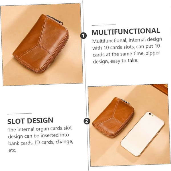 1kpl Organ Card Holder Vetoketjullinen Kolikkokukkaro Etutasku Lompakko Nahkainen Kolikkopussi Luottokortti Ohut Lompakko Matkalompakot