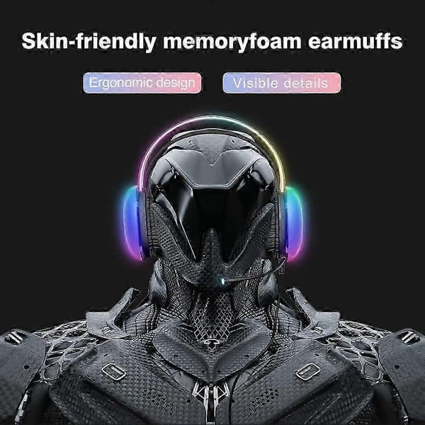 ONIKUMA Gaming Headset med RGB Dynamisk Belysning Kablet Over-Ear Headset med Støyreduserende Mikrofon