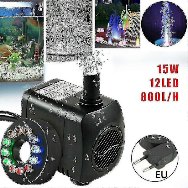 Nedsænkbar Vandpumpe Ultra Stille 140 Gph (10w) Farverig LED Lys Pumpe Y