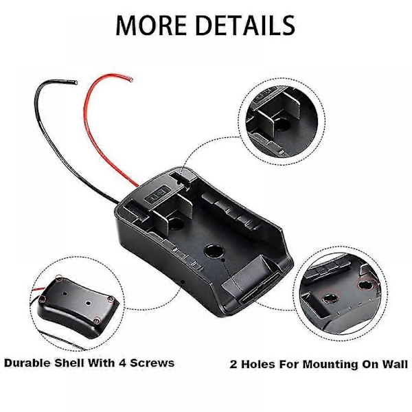 Batteriadapteromvandlare för Black&decker 18v 20v Li-ion Batteri Lb20 Diy Power Wheels Adapter Strömkontakt med 14awg Kablar