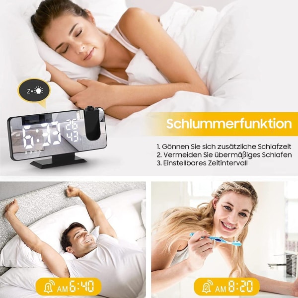 #Radioväckarklocka med projektion, automatisk dimmer, temperatur & luftfuktighet#