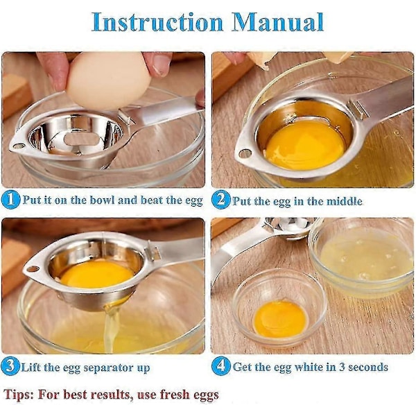 Eggeplommeseparator, Eggeplommeseparator, Laget av matkvalitet 304 rustfritt stål, gave