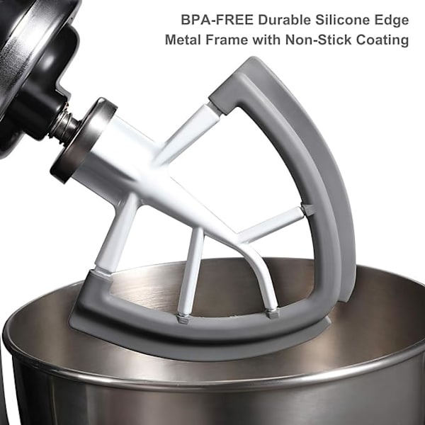 #Vit Flex Kant Visp för KitchenAid Tilt-Head Stativblandare 4,5-5 Kvarts Platt Visp Paddel med Flexibla Silikonkanter Skål Skrapa #