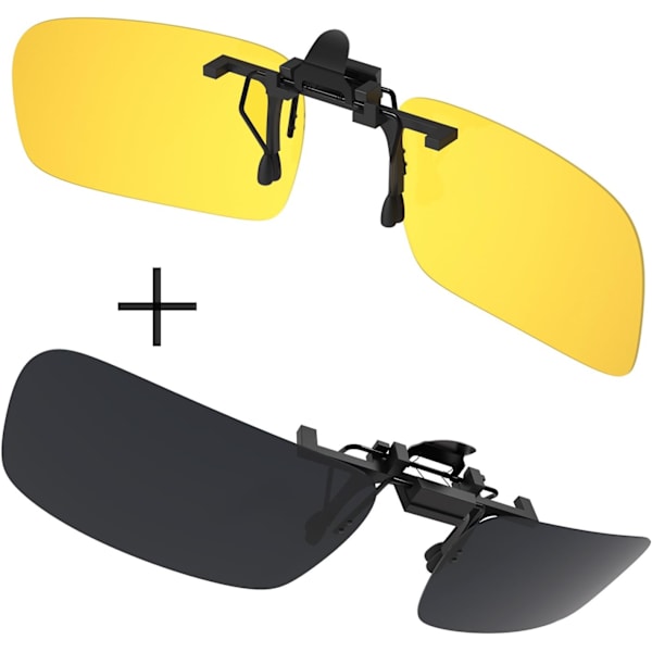 *Clip on Solglasögon, Polariserande Solglasögon [2 Pack/Nattseende + D*
