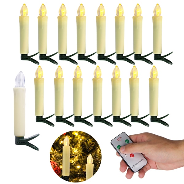 #20 stk LED juletræslys med aftagelig fjernbetjeningsklip, Multi#