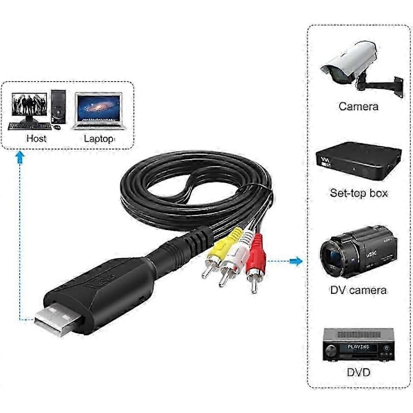 USB2.0 Video Capture Card Kabel, RCA til USB Capture Audio Video Grabber VHS DVD AV til Digital Konverter
