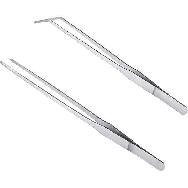 2 par med rustfrie tang 27 cm lange, rette / buede