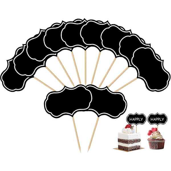 Tandpetare med Svart Flagga, 50st Ostbuffé Skyltar Tomt Papper Griffeltavla Cupcake Picks Tårtdekoration för Fest Bröllop