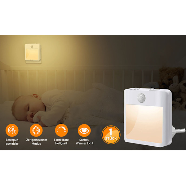 En positiv vit varmvit omkopplingsbar nattlampa med steglös dimmer