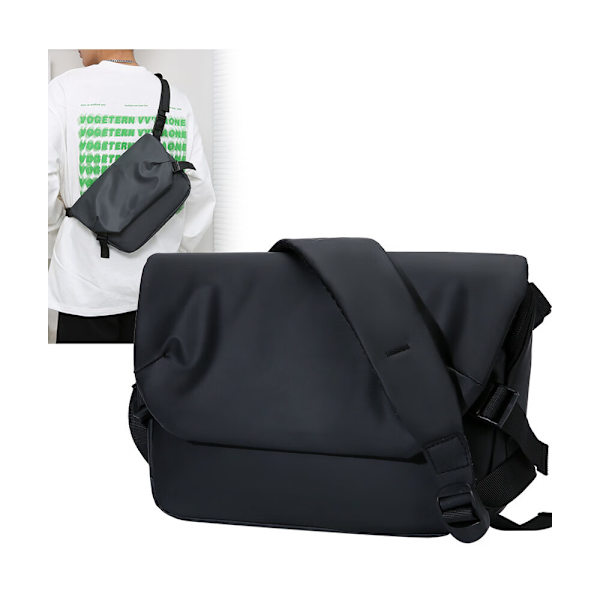 Sort herretaske, 20 cm høj × 30 cm bred × 7 cm tyk forretningstaske