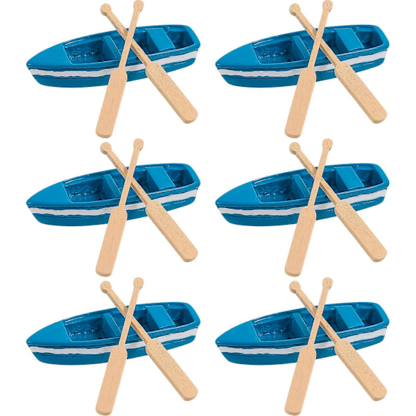 6 Sæt Mini Resin Båd og Pagajer Model Figurer Legetøj Mikro Landskab Dekoration Simulation Ocean Strand Scene Dekoration (Båd+2 Pagajer)