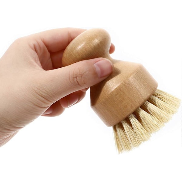 Puisten tiskiharjojen setti, 2 kpl, Sisal Bamboo Sieniharja Puinen tiskiharja ja vihannesharja Bamboo Palm -harja kattiloille, litteä Dis