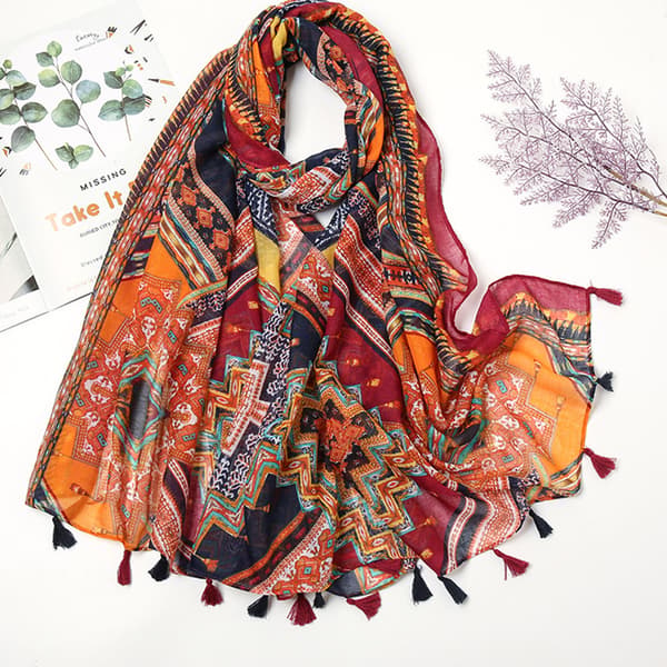 #Geometrisk skjerf med diamantmønster 180-85cm#
