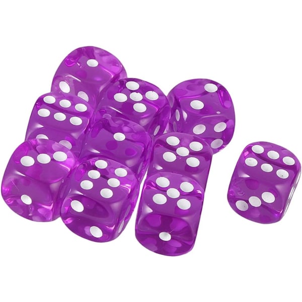 /#/10 16mm D6 Polyhedral Acrylic Dice (Purple) for DND Dice RPG MTG/#/