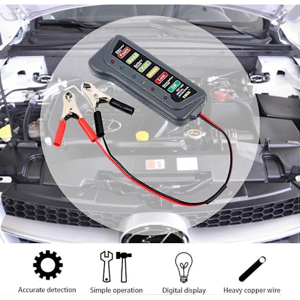 1 stk. Bilbatteritester 12V Bilbatteri Belastningstester Test Batteritilstand og Generatoropladning Passer til Bil Lastbil Motorcykel ATV SUV Båd (Sort #2