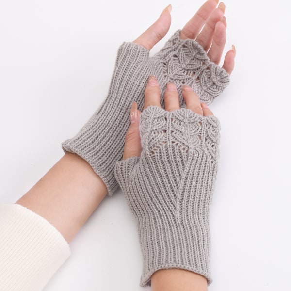 /#/Light gray knitted gloves woolen gloves/#/