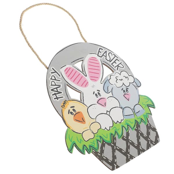 Happy Easter Door Sign, Hanging Easter Animal Sign, Wooden Easter Plaque
