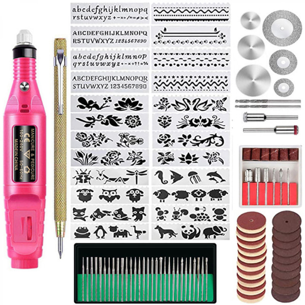 #Pink Graveringsværktøjssæt, Multifunktionel Graverings Pen DIY Rotationsværktøj#