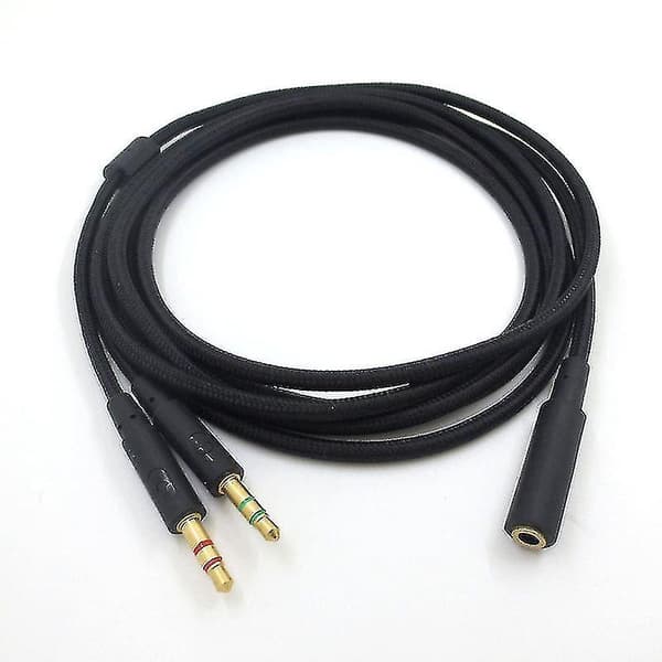 3,5 mm Universal 2-i-1 Gaming Headset Audio-Förlängningskabel för HyperX Cloud II/Alpha-/Cloud Flight/Core-hörlurar