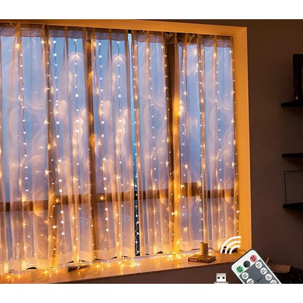 #LED lysgardin, innendørs lysgardin, fe lysgardin, 8 lysmoduser, energieffektivitet A+++#