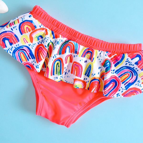 Tweedräktig baddräkt för flicka (h 110cm - färgglad), Bikinisats, be