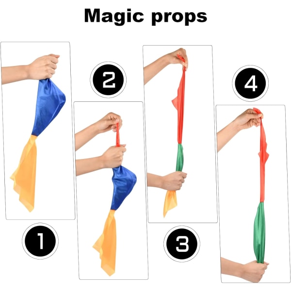1 set magic halsdukar, 4 färger sidenscarfar för street magic,