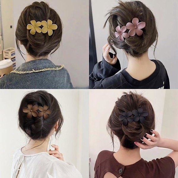 Blomsterhårklemmer Matte Franske Hårklemmer Blomster Hårklemmer Hårklemmer Sklisikre Hårklemmer Grip Elegante Dame Hårtilbehør Jenter Bryllup Sommer