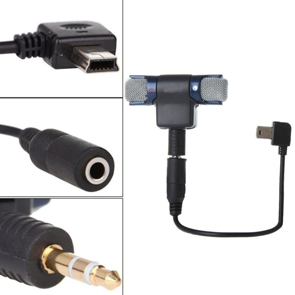 /#/Mini Stereo Mikrofon Sport Kamera Adapter Kabel Extern 3,5mm Stereo Mikrofon med Guldpläterad Kontakt för PC Laptop Kamera Svart och Silver/#/