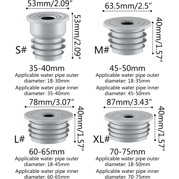 TPR Silikon Aftapningsstop - Til 45-50mm, til Tætning af Køkkenafløb