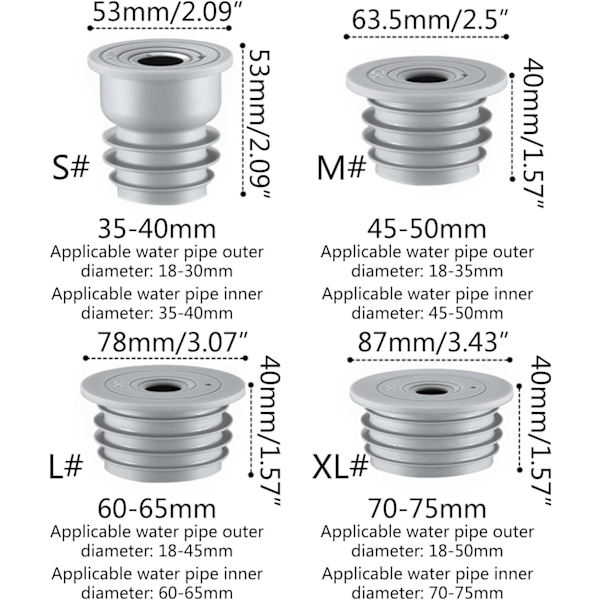 TPR Silikon Aftapningsstop - Til 60-65mm, til Tætning af Køkkenafløb