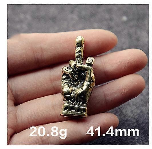 Messing Midtfinger Opp Figur Mini Ornament Liten Skulptur Des