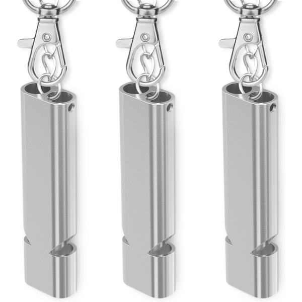 3 Silver Whistle Set, Survival Whistle, Emergency Whistle, Ref
