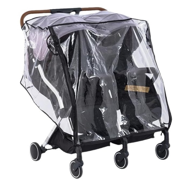 /#/Pram Rain Cover til Dobbelt Barnevogn, Barnevognstilbehør Dobbelt Regncover/#/