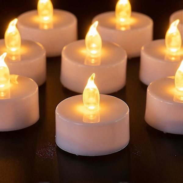 40-pack Vita Flamlösa Värmeljus som Varar 2x Längre, Realistiska Värmeljus, Blinkande Starka Värmeljus, Batteridrivna Ljus