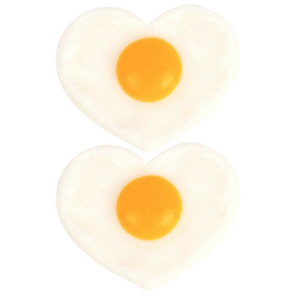 2 stk. Simulert stekt egg modell dekorasjon modell rekvisitt falske hjerteformede stekte egg rekvisitter