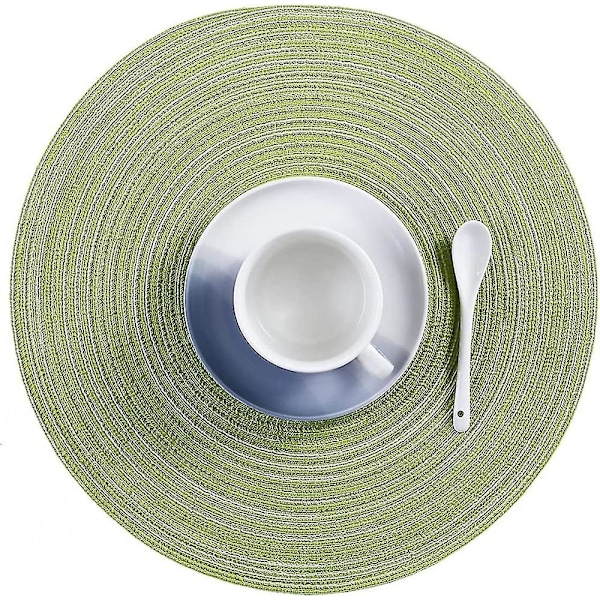 Pöytätabletit, pyöreät PP-punotut tabletit, 6 kpl, pestävät, lämmönkestävät, liukumattomat, 36 cm (vihreä)