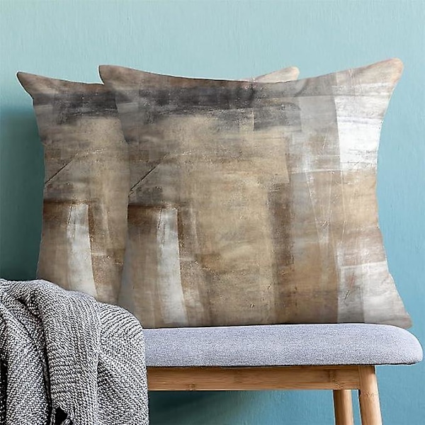 Polyesterityynynpäälliset, 2 kpl - 45 x 45 cm - Moderni abstrakti sisustus - Taupe - olohuoneeseen, sohvalle, puutarhaan, ulkokäyttöön